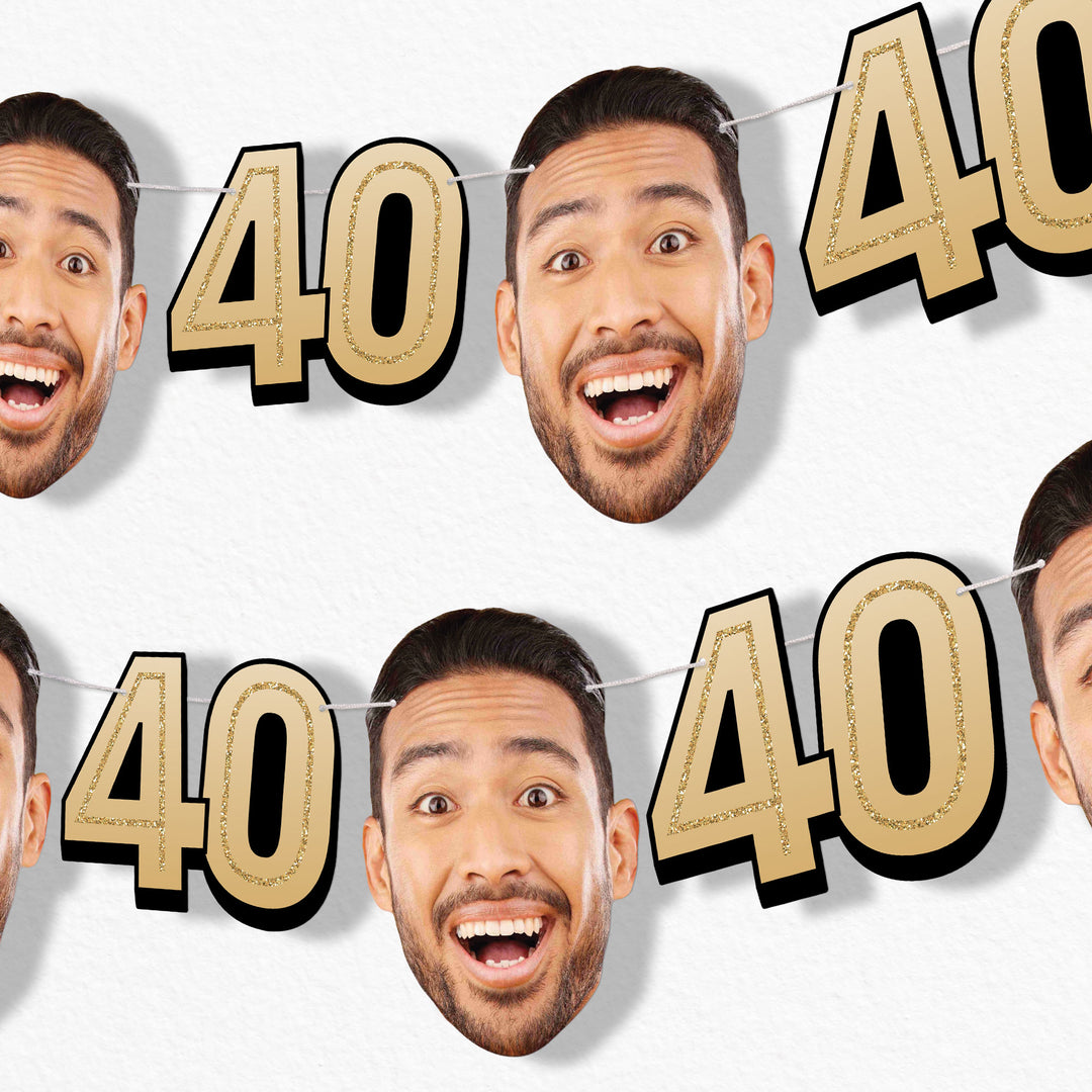 Custom Face 40th Birthday Garland Banner