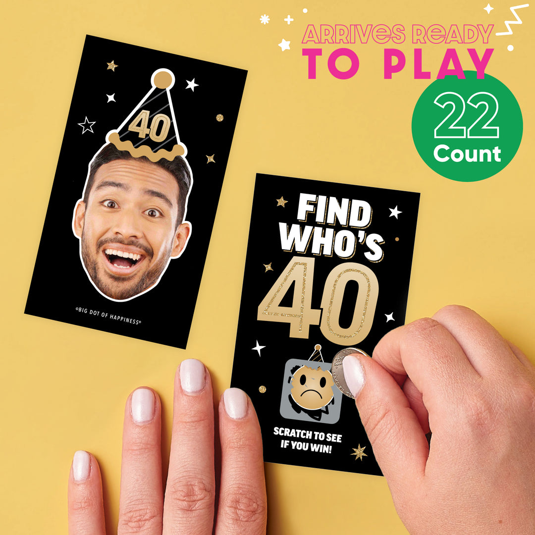 Custom Face 40th Birthday Scratch Off Card Game - 22 Ct