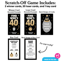 Custom Face 40th Birthday Scratch Off Card Game - 22 Ct