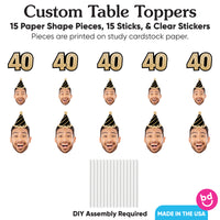 40th birthday number shapes paired with custom face decor