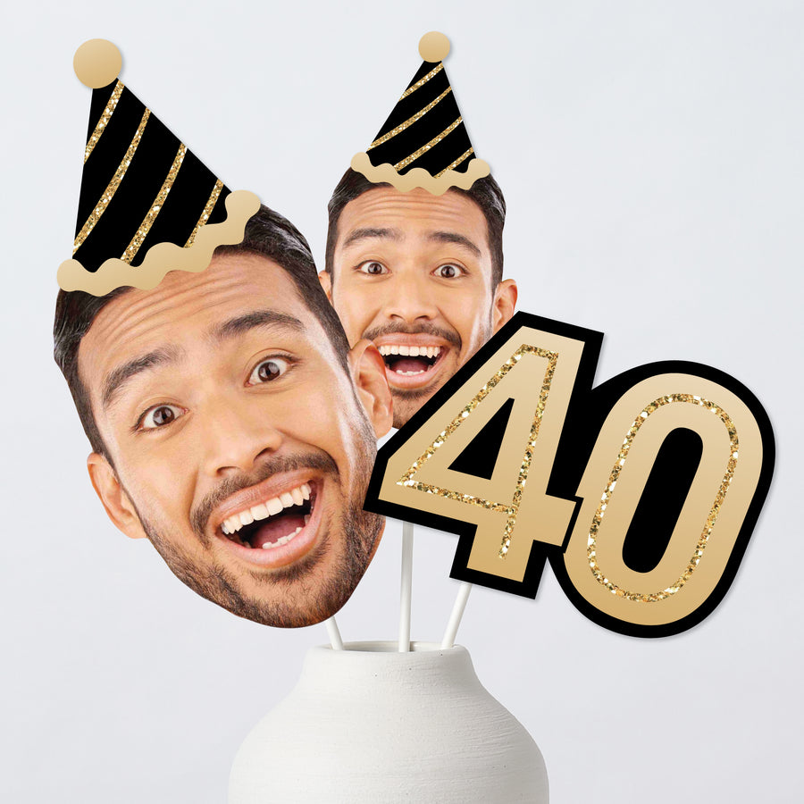 Custom 40th birthday fun face table topper decorations
