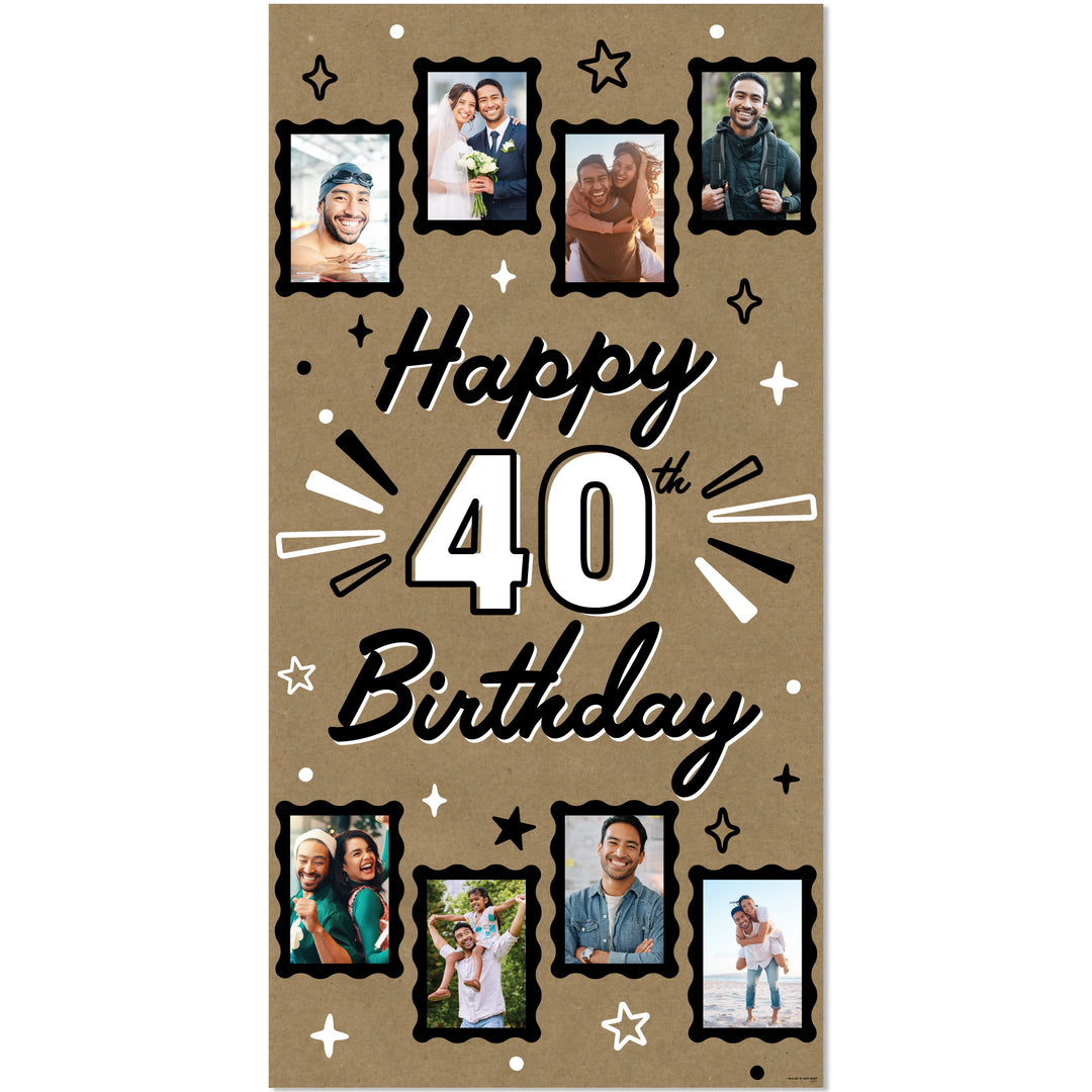 40th birthday kraft photo banner milestone party decor