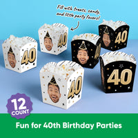 Custom Face 40th Birthday Treat Boxes - 12 Ct