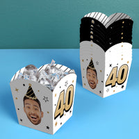 Custom Face 40th Birthday Treat Boxes - 12 Ct