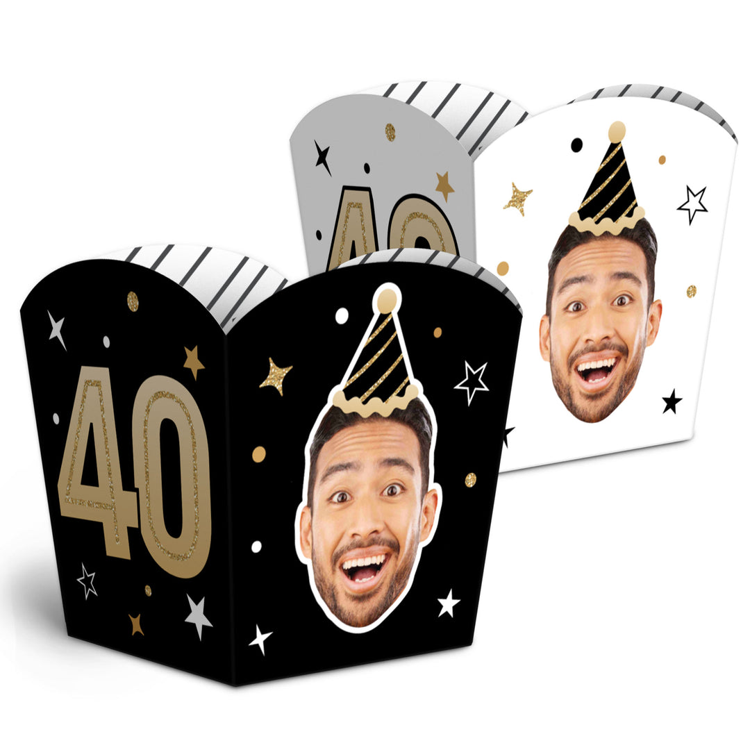 Custom Face 40th Birthday Treat Boxes - 12 Ct