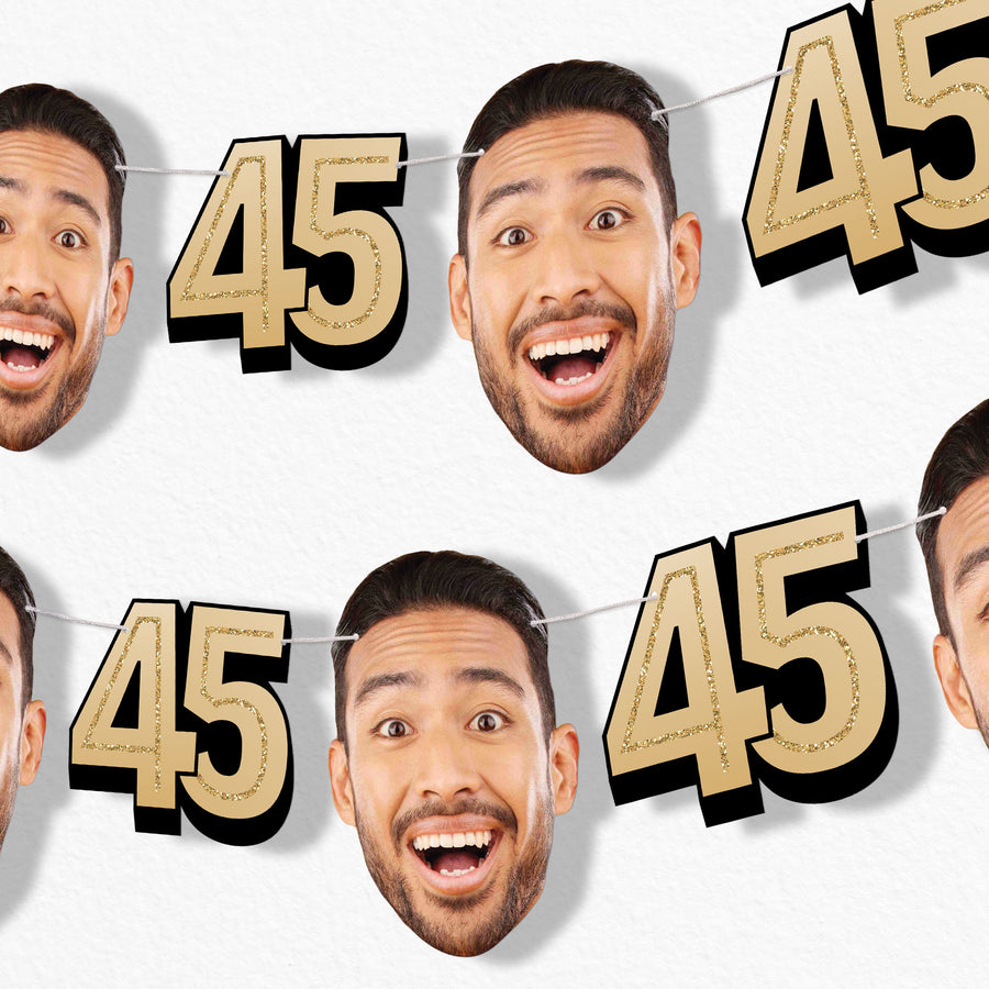 Custom Face 45th Birthday Garland Banner