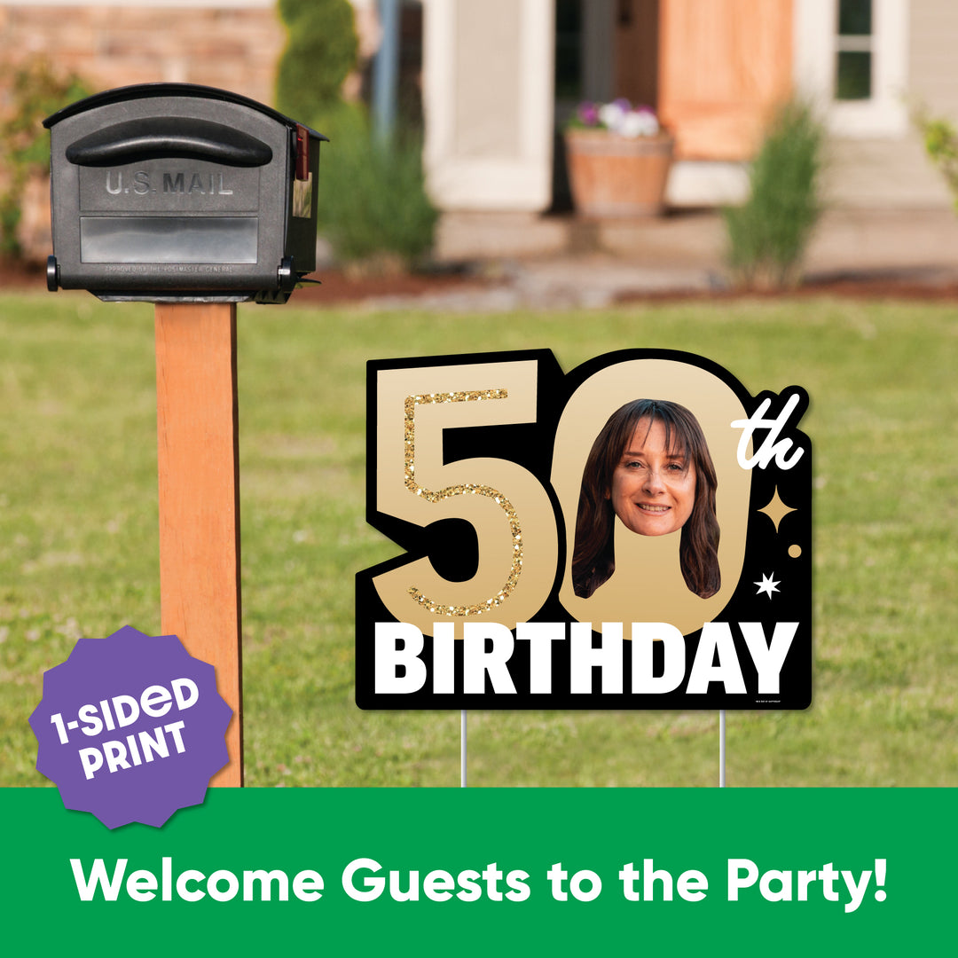 Custom Face 50th Birthday Photo Yard Sign