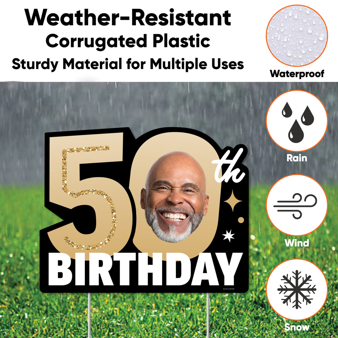 Custom Face 50th Birthday Photo Yard Sign