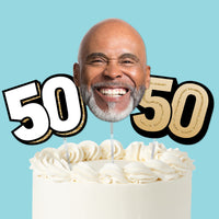 50th birthday cake topper set black and gold, main product image