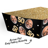 Custom Face 50th Birthday Paper Food Trays - 12 Ct