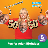 One photo creates five custom faces for 50th birthday garland
