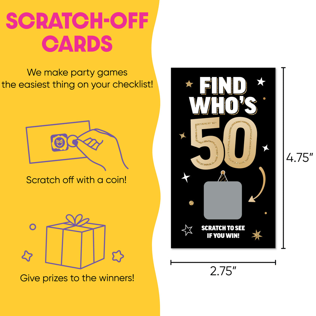 Custom Face 50th Birthday Scratch Off Card Game - 22 Ct