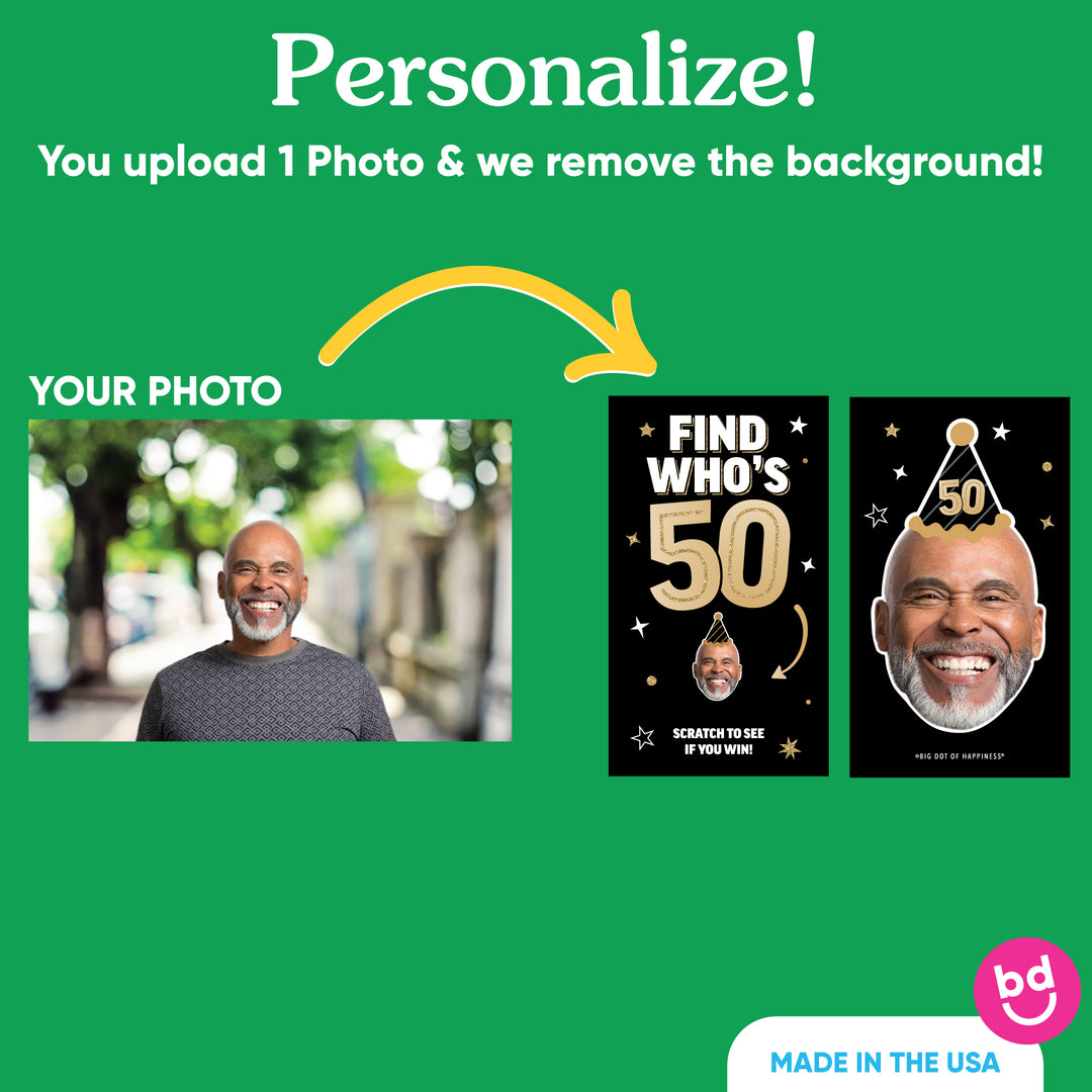 Custom Face 50th Birthday Scratch Off Card Game - 22 Ct