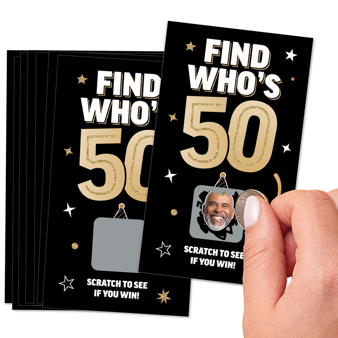 Custom Face 50th Birthday Scratch Off Card Game - 22 Ct