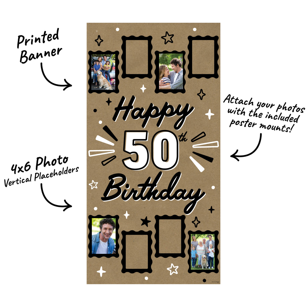 Kraft photo banner with 8 slots and included mounts