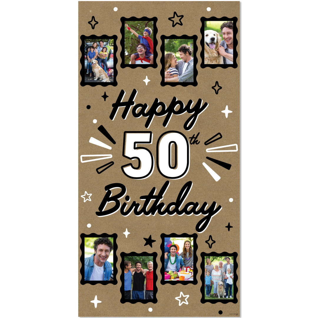 50th birthday kraft photo banner milestone party decor