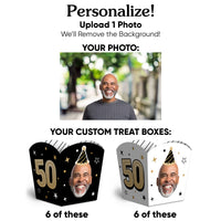Custom Face 50th Birthday Treat Boxes - 12 Ct