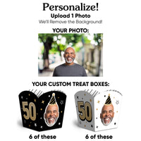 Custom Face 50th Birthday Treat Boxes - 12 Ct
