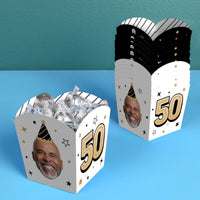 Custom Face 50th Birthday Treat Boxes - 12 Ct