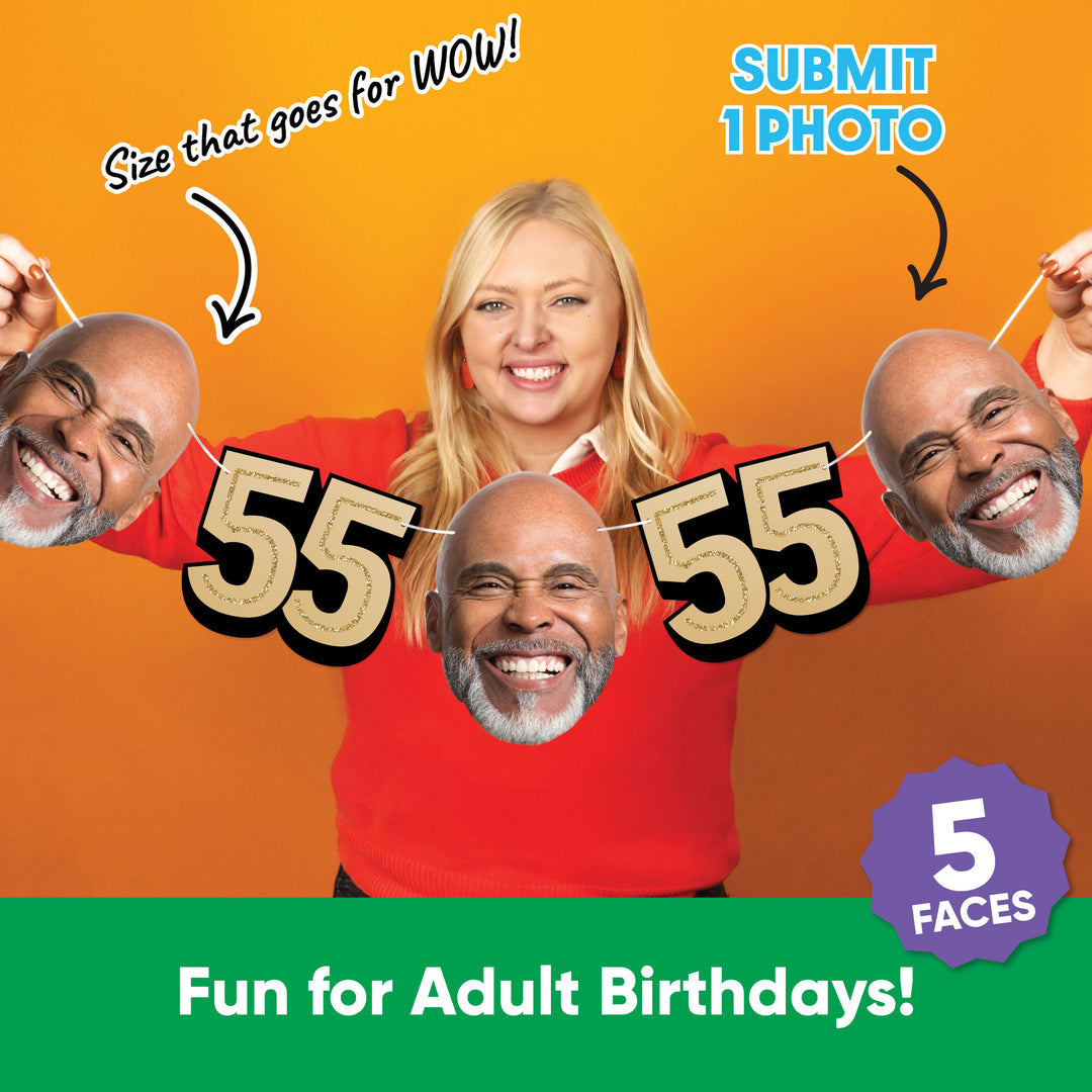 One photo creates five custom faces for 55th birthday garland