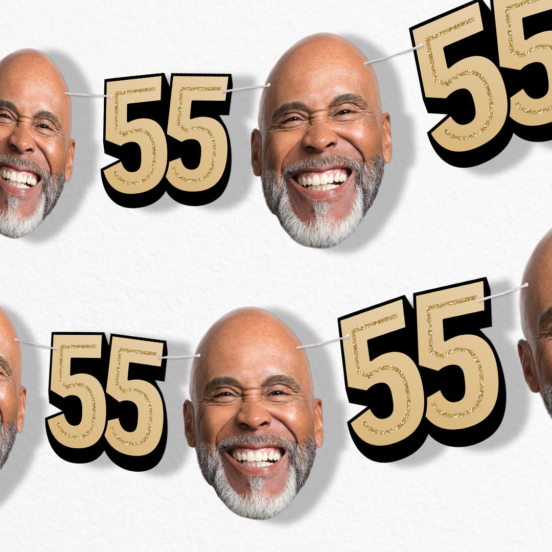 Custom 55th birthday fun face garland banner