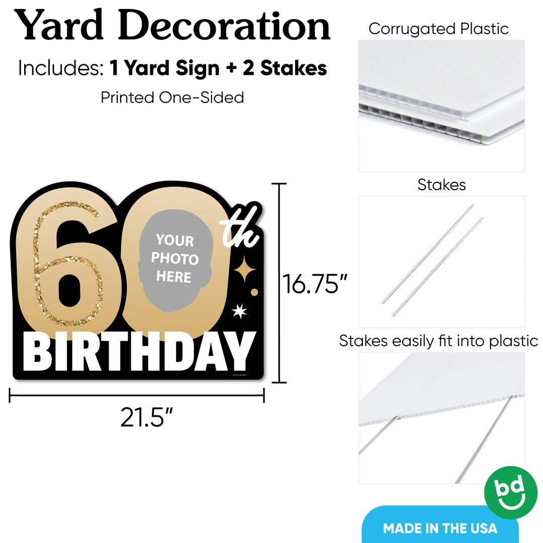 Custom Face 60th Birthday Photo Yard Sign