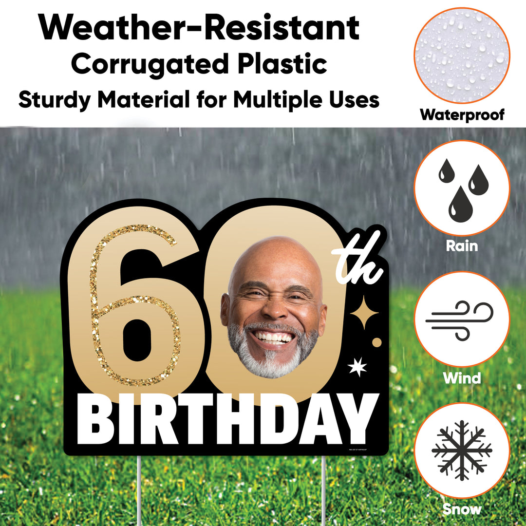 Custom Face 60th Birthday Photo Yard Sign