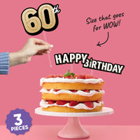 Three-piece 60th birthday cake topper set included