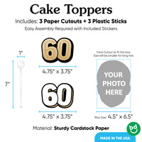 Three-piece 60th birthday cake topper set included