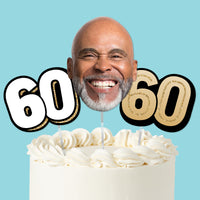 60th birthday cake topper set black and gold, main product image