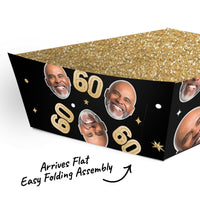 Custom Face 60th Birthday Paper Food Trays - 12 Ct