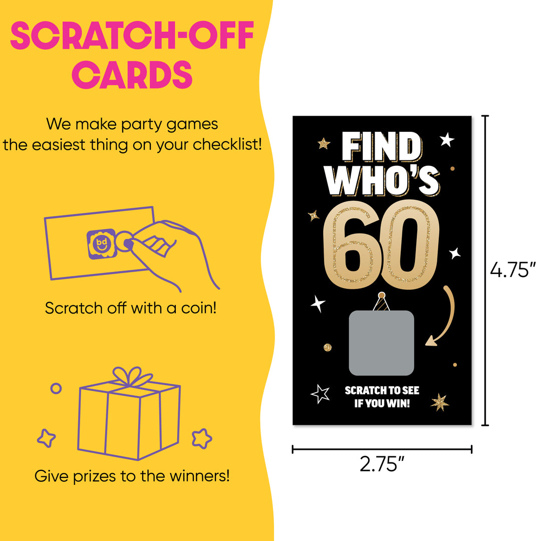 Custom Face 60th Birthday Scratch Off Card Game - 22 Ct