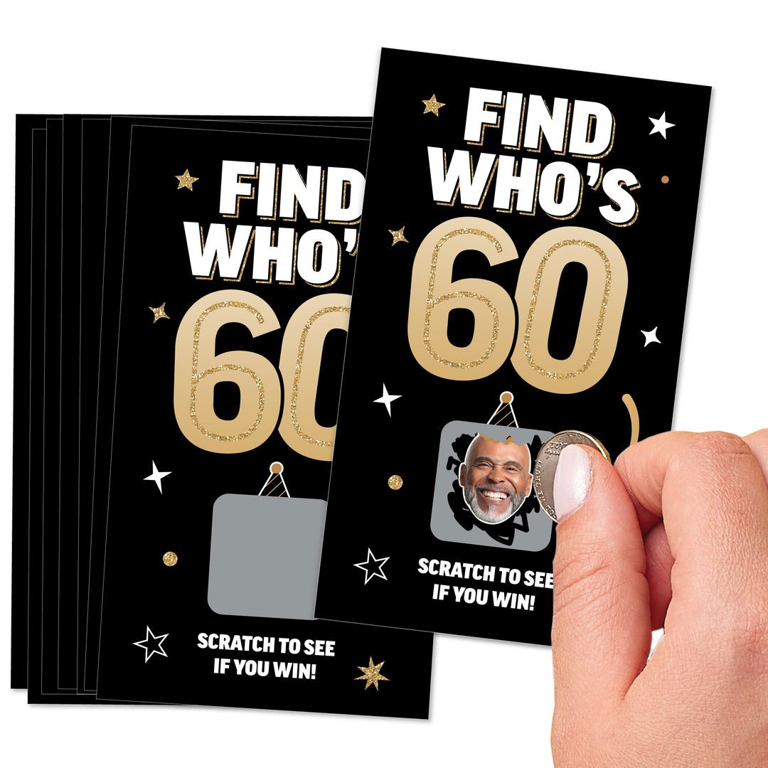 Custom Face 60th Birthday Scratch Off Card Game - 22 Ct