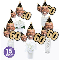 Custom 60th birthday fun face table topper set