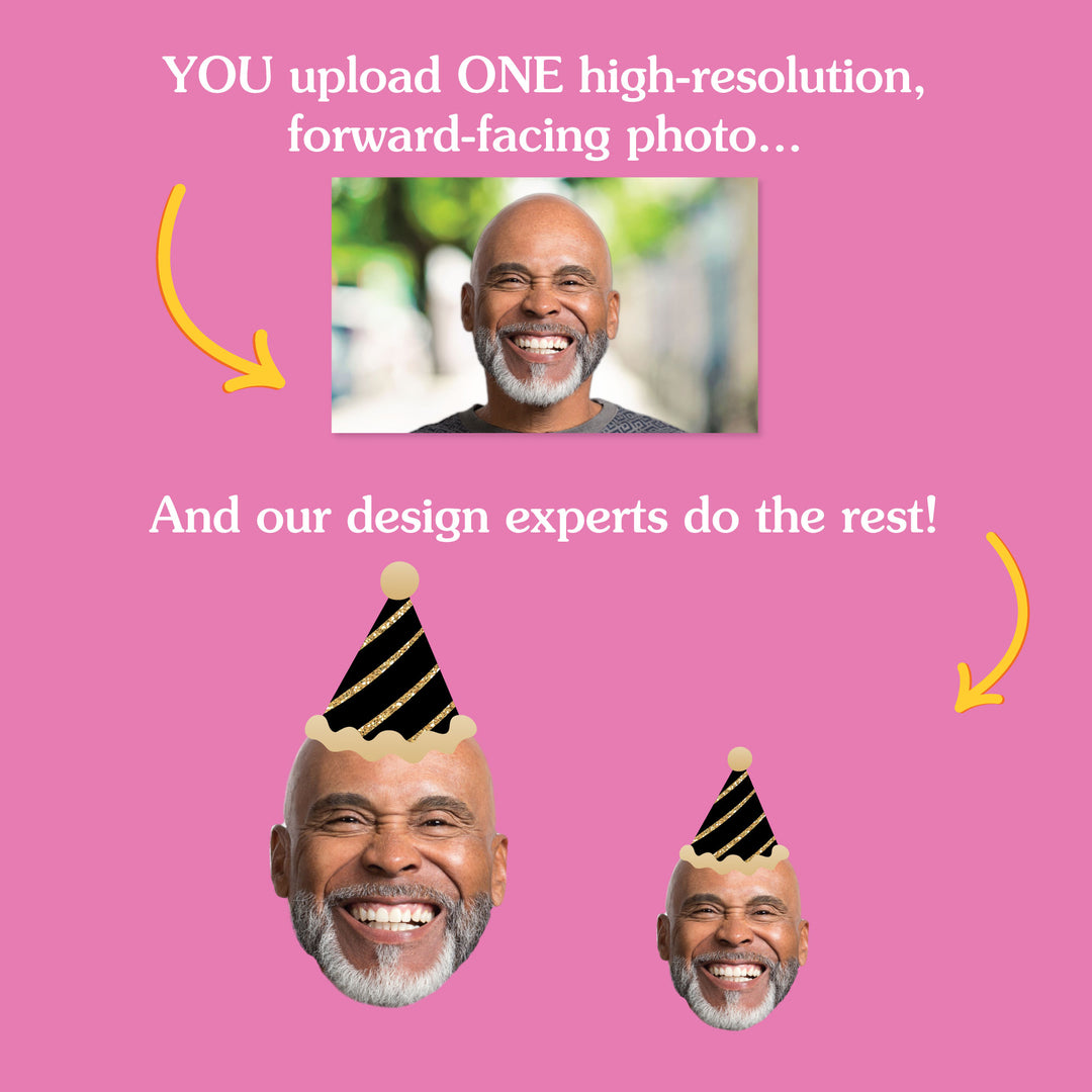 Personalized 60th birthday face decorations from one uploaded photo