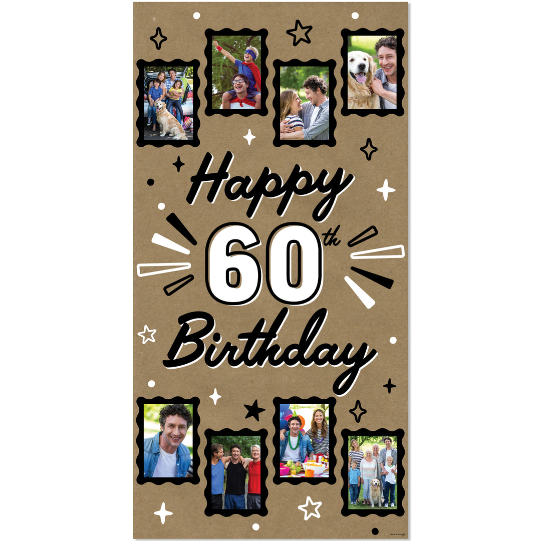 60th birthday kraft photo banner milestone celebration decor