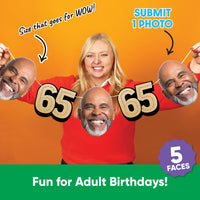 One photo creates five custom faces for 65th birthday garland
