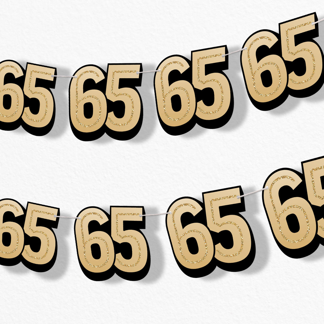 adult 65th birthday party garland banner