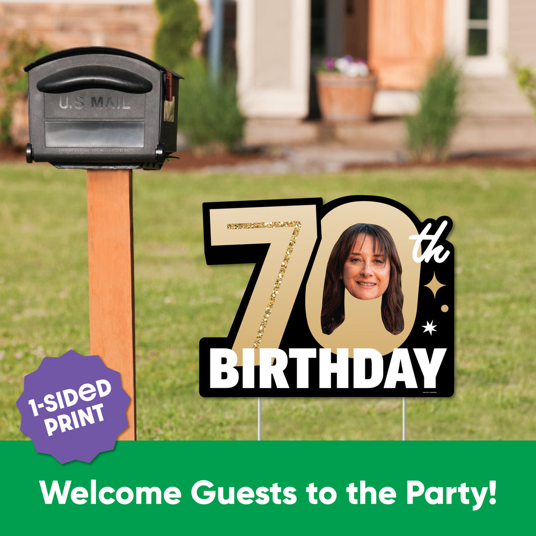 Custom Face 70th Birthday Photo Yard Sign