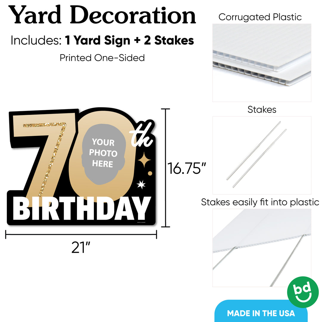 Custom Face 70th Birthday Photo Yard Sign