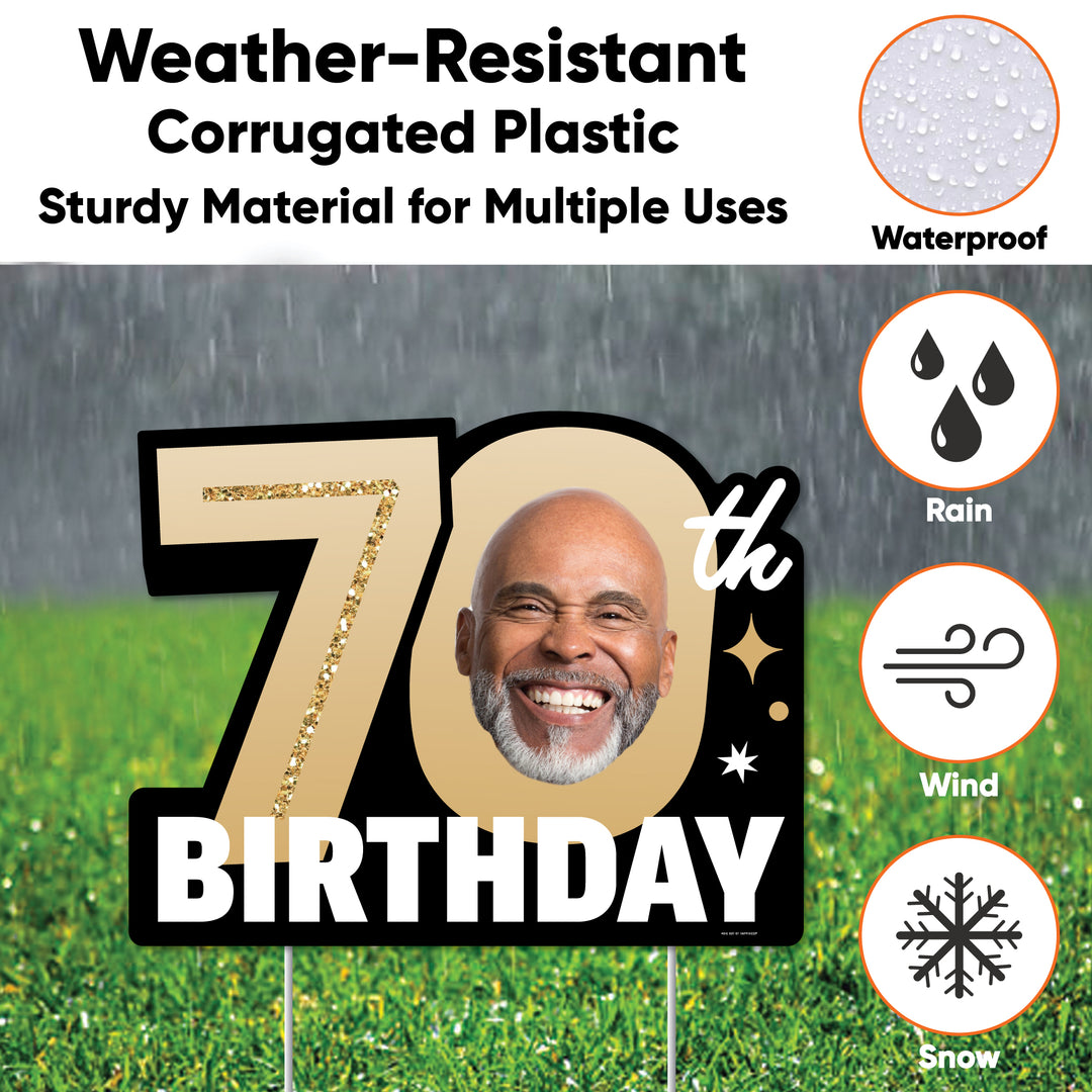 Custom Face 70th Birthday Photo Yard Sign