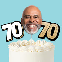 70th birthday cake topper set black and gold, main product image