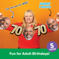 One photo creates five custom faces for 70th birthday garland