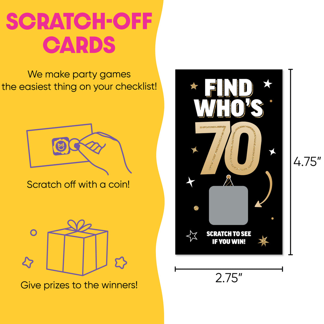 Custom Face 70th Birthday Scratch Off Card Game - 22 Ct