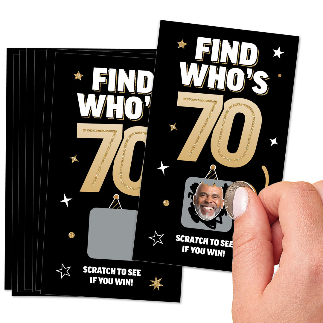 Custom Face 70th Birthday Scratch Off Card Game - 22 Ct