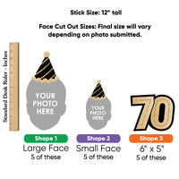 Detail of one-sided 70th birthday face table topper
