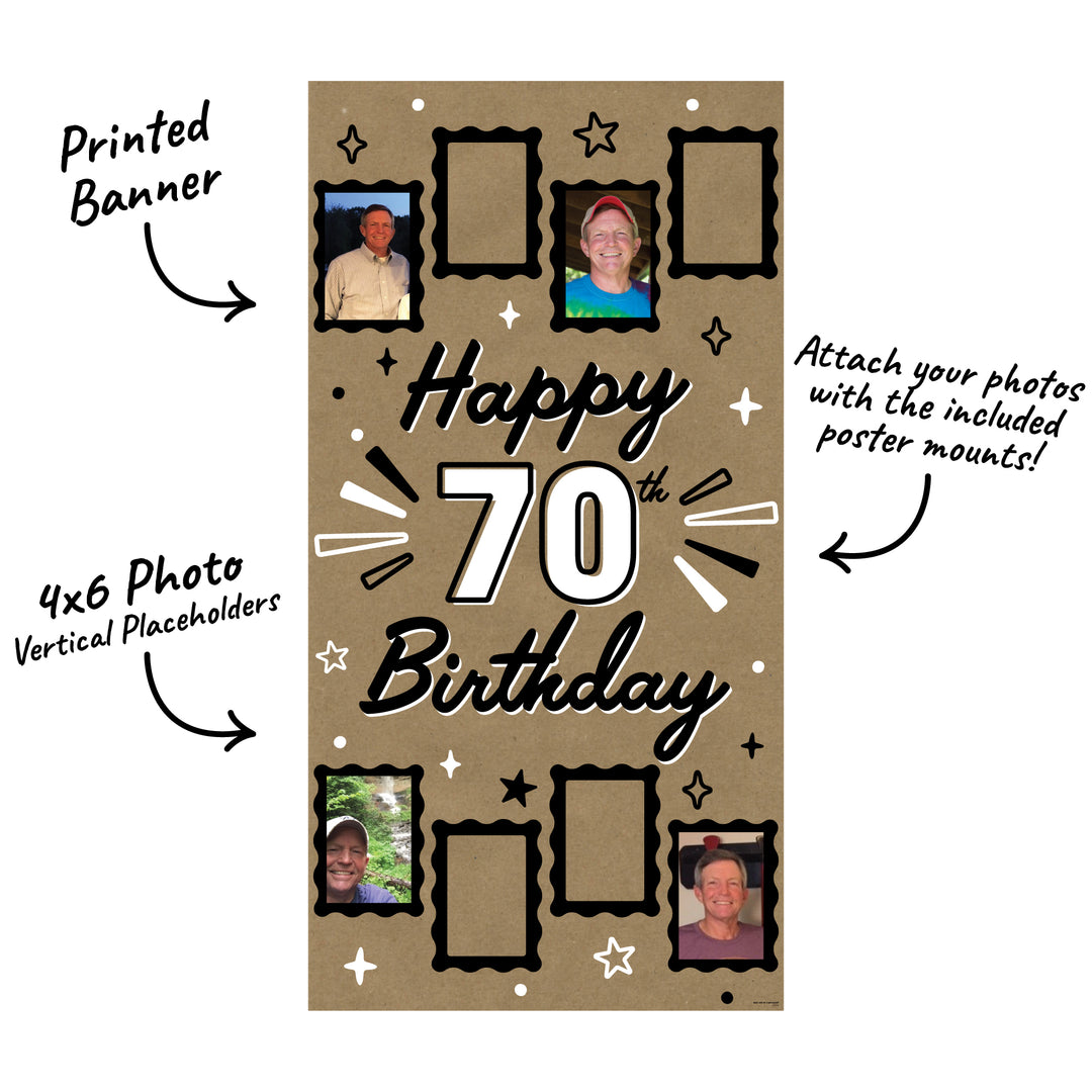 Kraft banner with 8 photo slots and poster mounts