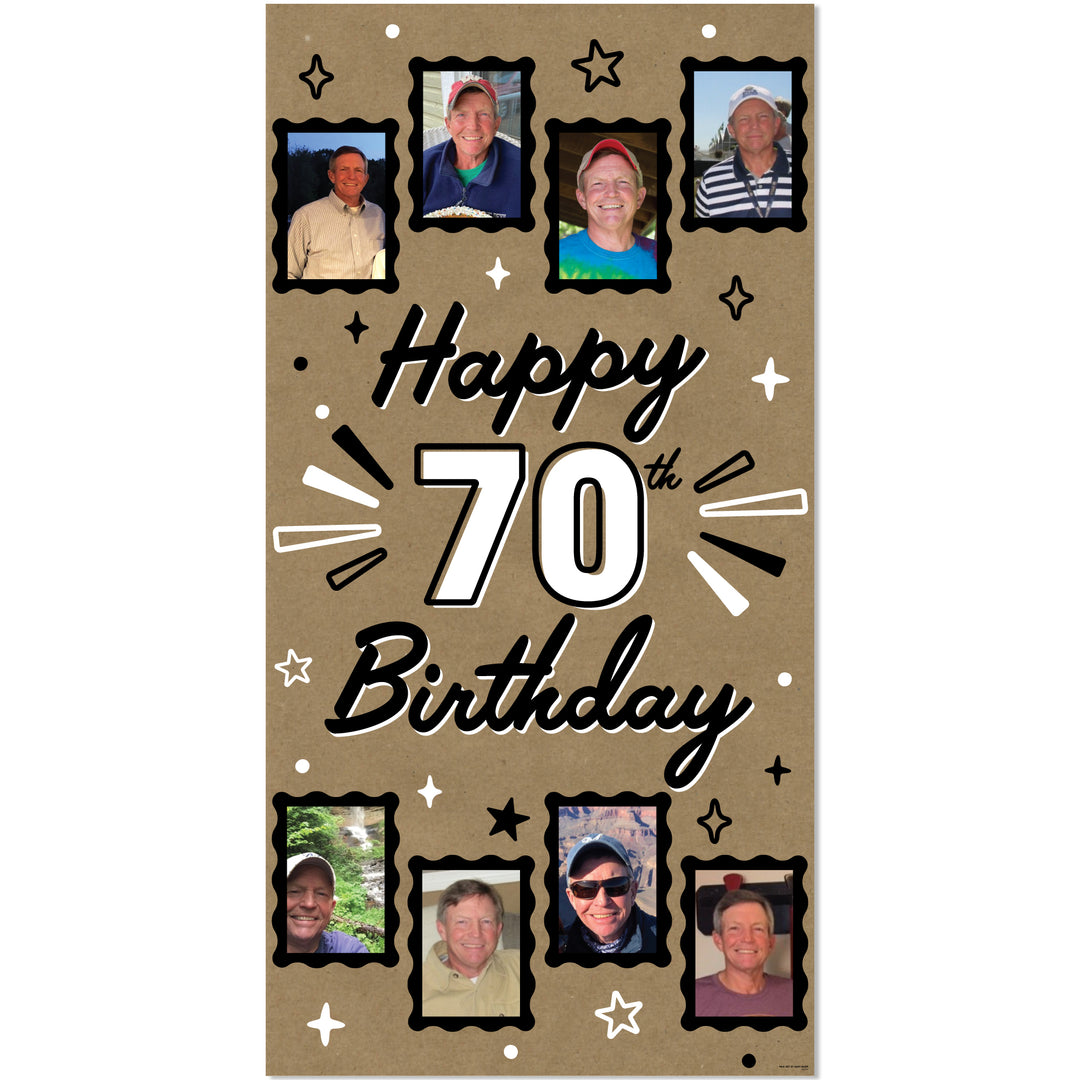 70th birthday kraft photo banner milestone party decoration