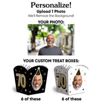 Custom Face 70th Birthday Treat Boxes - 12 Ct