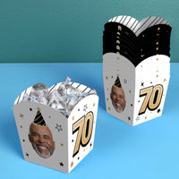 Custom Face 70th Birthday Treat Boxes - 12 Ct